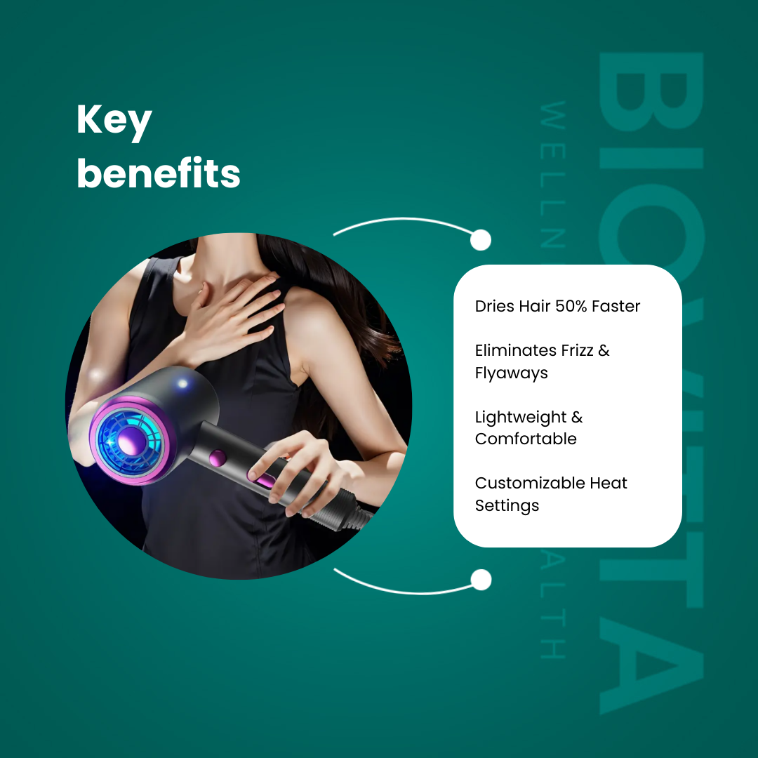 AirBlade Hair Dryer – Gentle Styling for Frizzy Hair, Quick Drying, Silky Shine